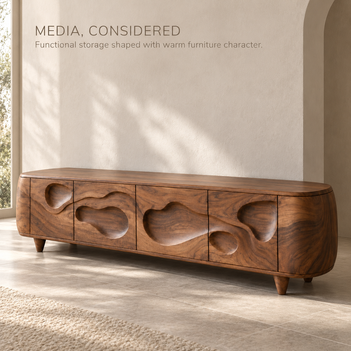 Juniper Sculptural Solid Wood TV Stand - Design 145 - product detail 2