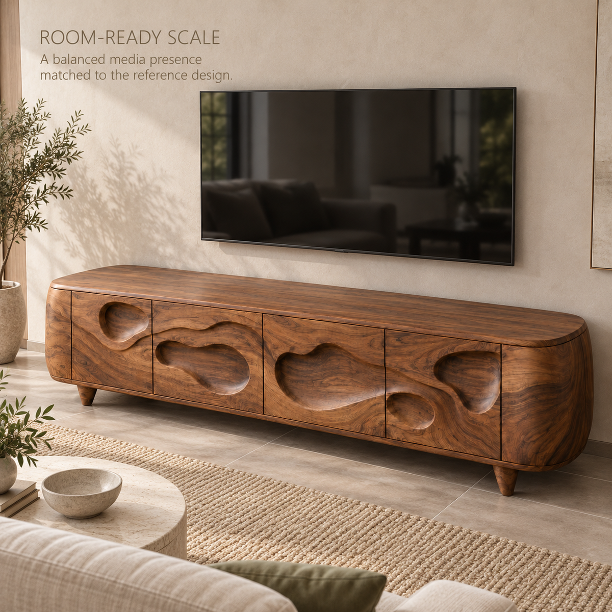 Juniper Sculptural Solid Wood TV Stand - Design 145 - product detail 3