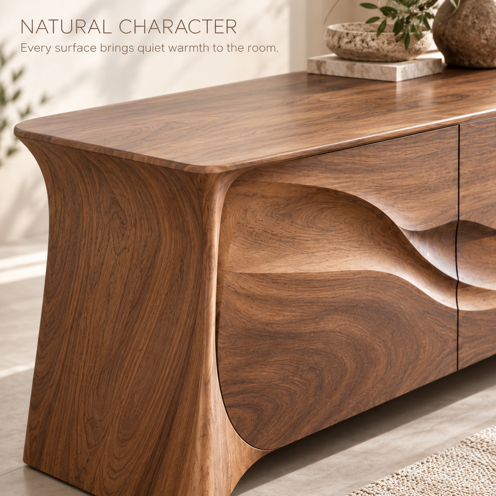 Kingsley Sculptural Solid Wood TV Stand - Design 146 - product detail 4