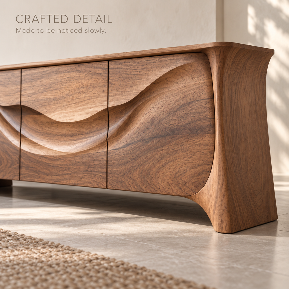 Kingsley Sculptural Solid Wood TV Stand - Design 146 - product detail 5