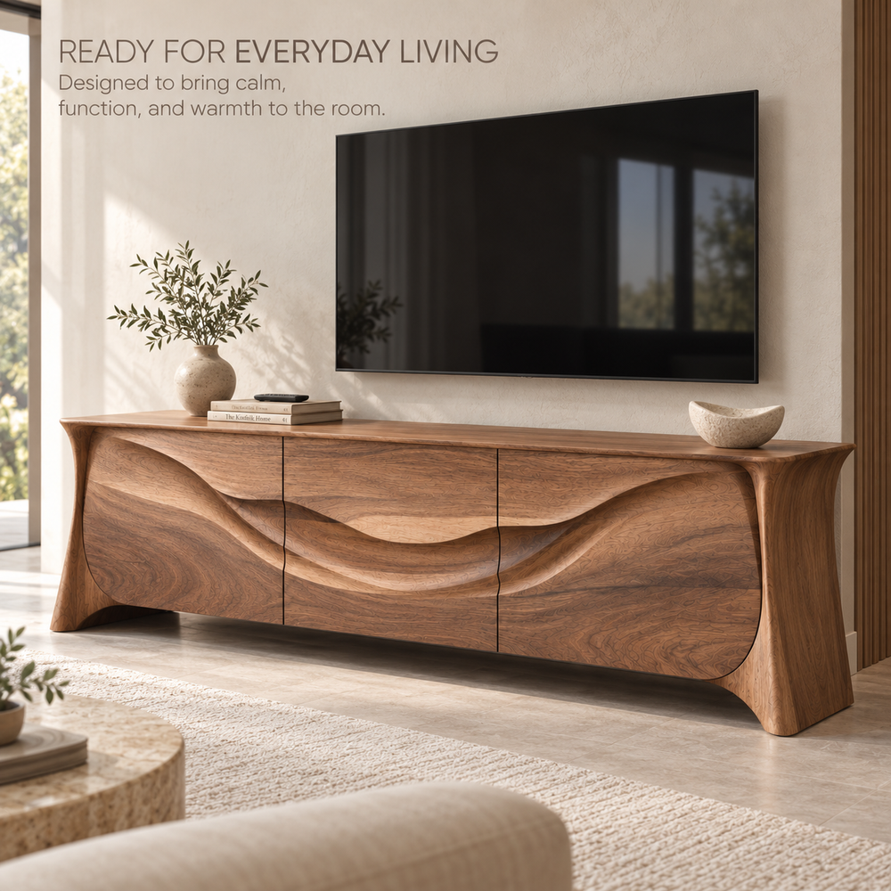 Kingsley Sculptural Solid Wood TV Stand - Design 146 - product detail 6