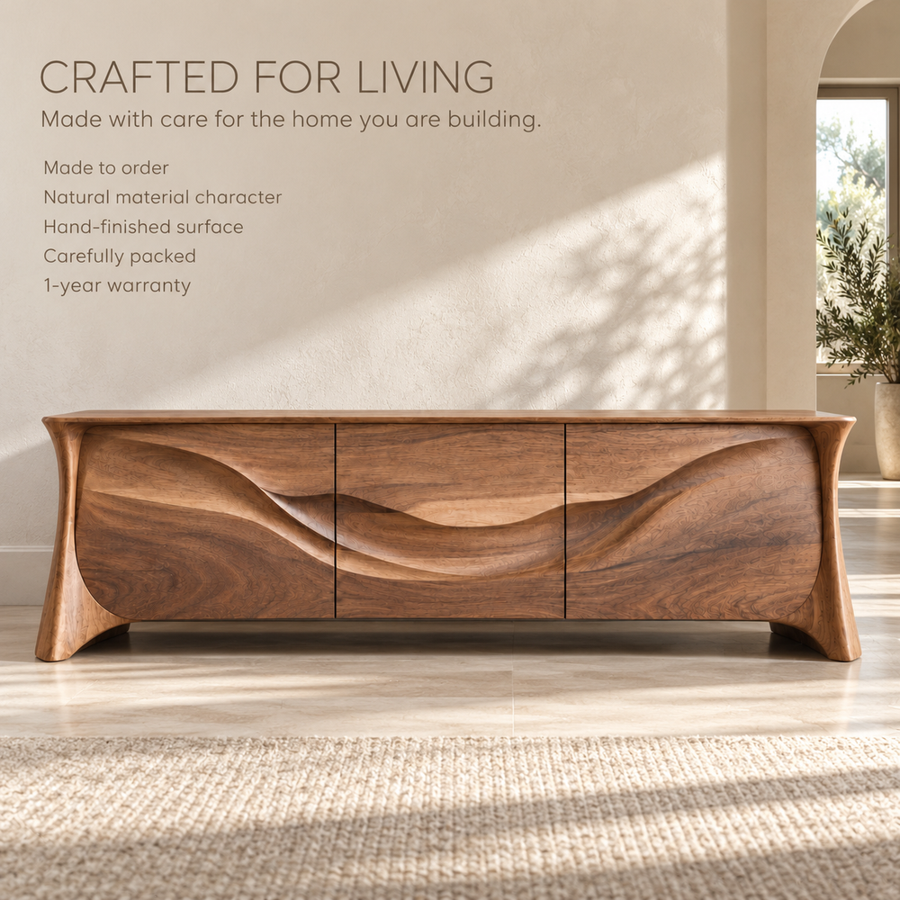 Kingsley Sculptural Solid Wood TV Stand - Design 146 - product detail 8