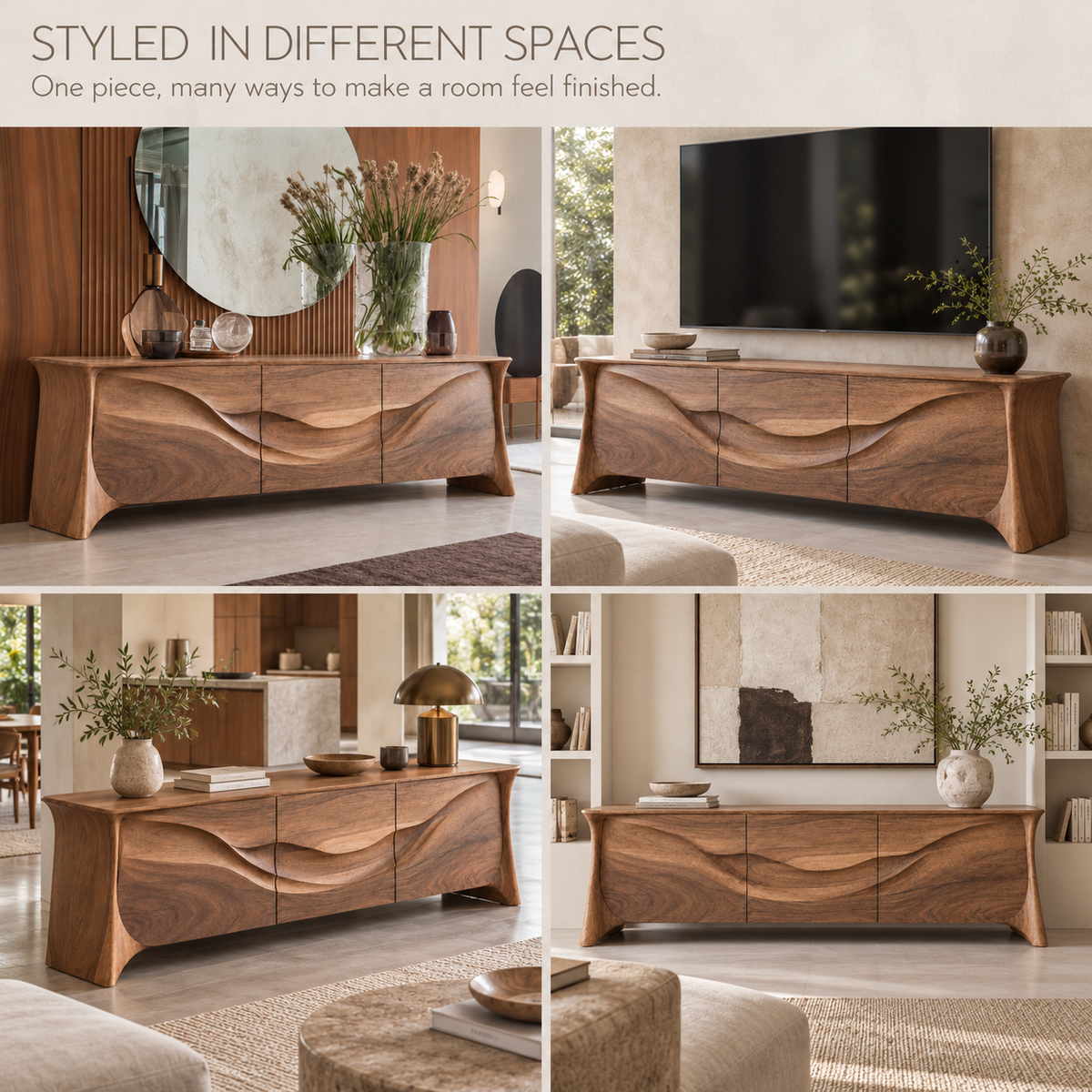 Kingsley Sculptural Solid Wood TV Stand - Design 146 - product detail 9