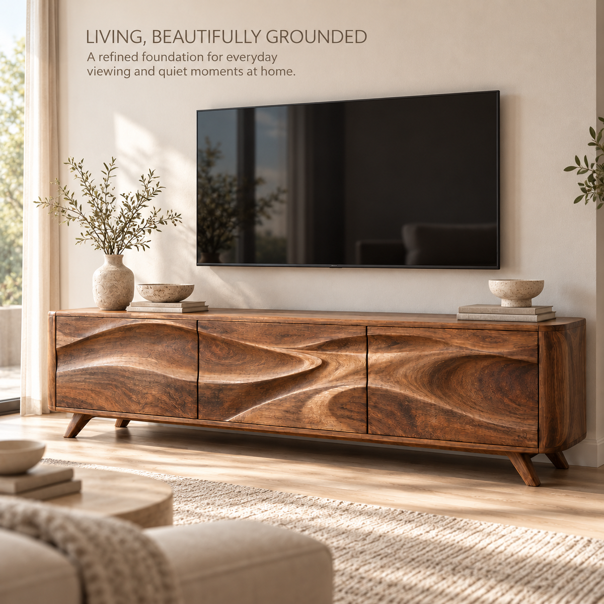 Marwick Sculptural Solid Wood TV Stand - Design 148 - product detail 1