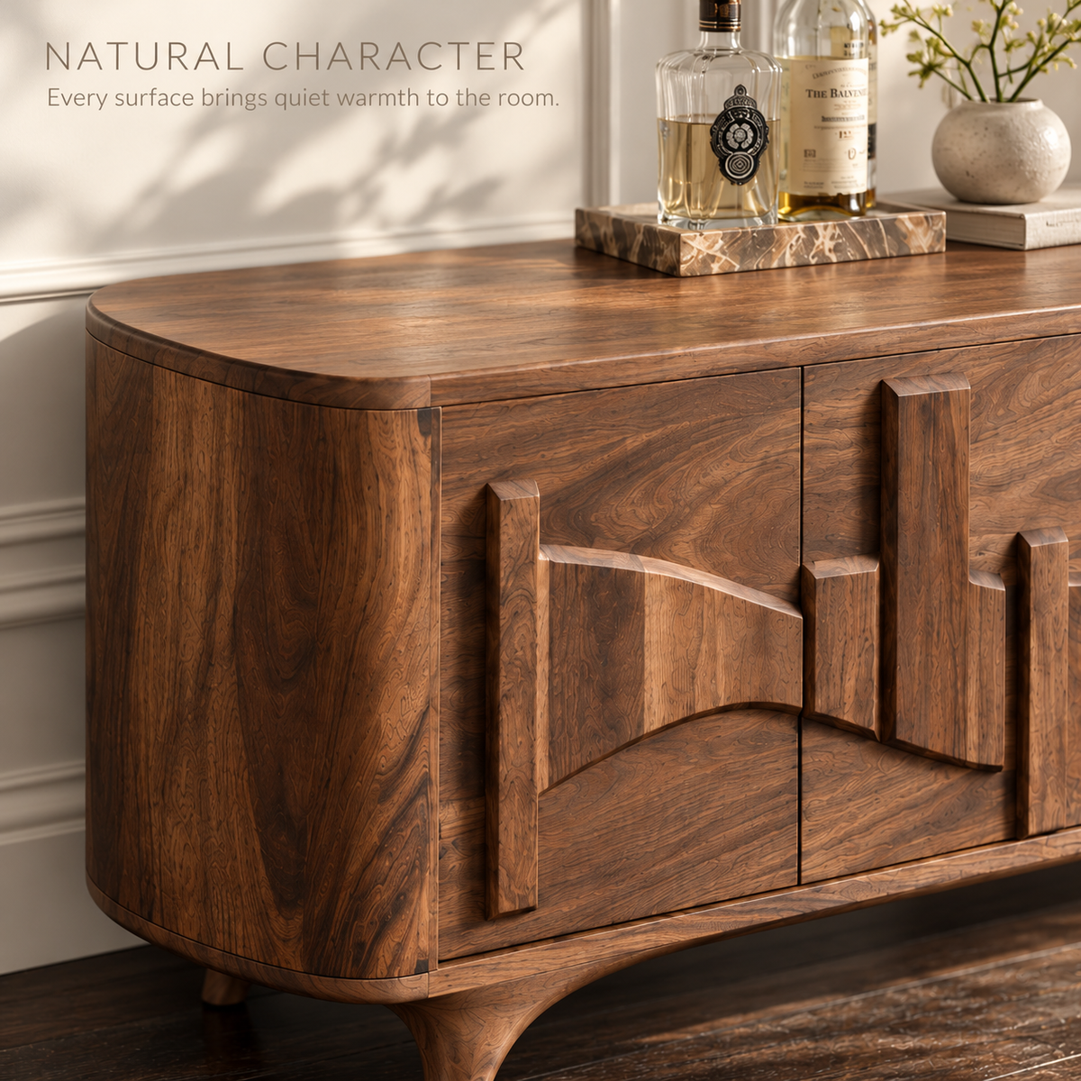 Oakmere Sculptural Solid Wood TV Stand - Design 150 - product detail 4