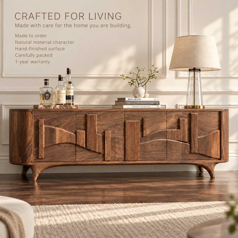 Oakmere Sculptural Solid Wood TV Stand - Design 150 - product detail 8