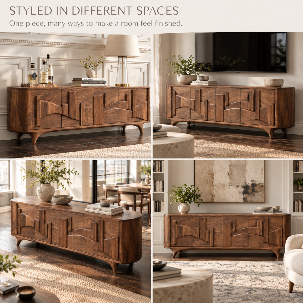 Oakmere Sculptural Solid Wood TV Stand - Design 150 - product detail 9