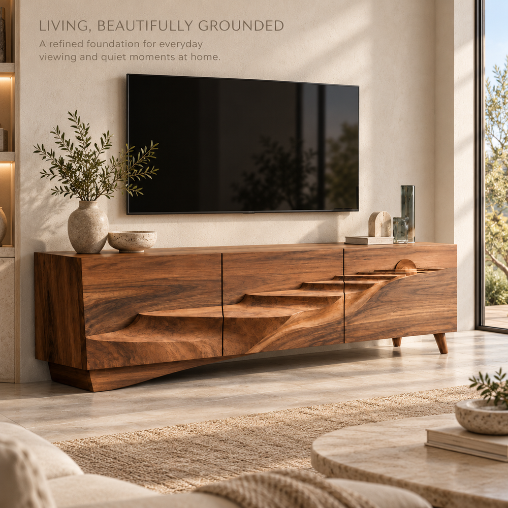 Pemberton Sculptural Solid Wood TV Stand - Design 151 - product detail 1