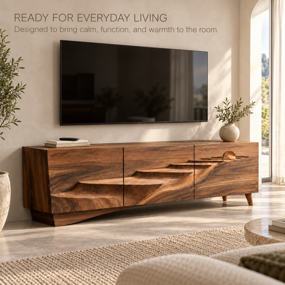 Pemberton Sculptural Solid Wood TV Stand - Design 151 - product detail 6