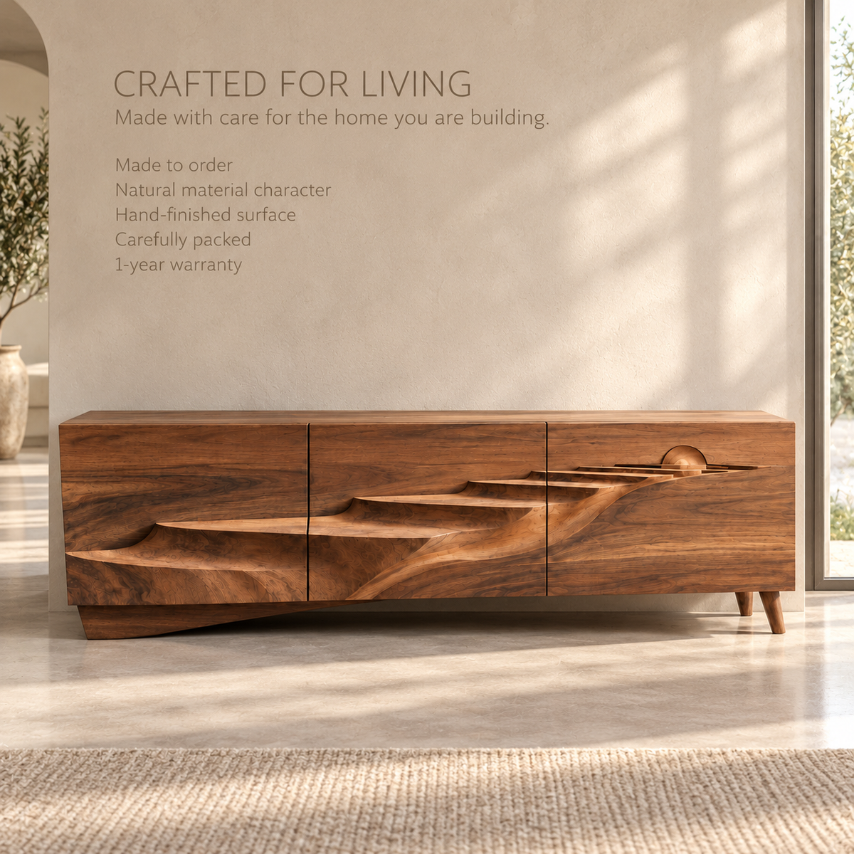 Pemberton Sculptural Solid Wood TV Stand - Design 151 - product detail 8
