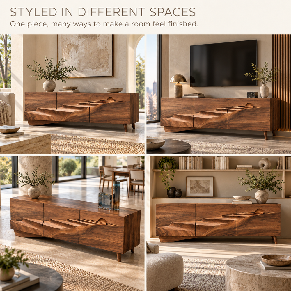 Pemberton Sculptural Solid Wood TV Stand - Design 151 - product detail 9