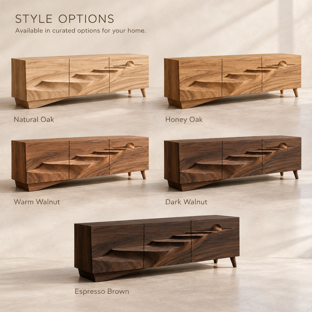 Pemberton Sculptural Solid Wood TV Stand - Design 151 - wood finish options