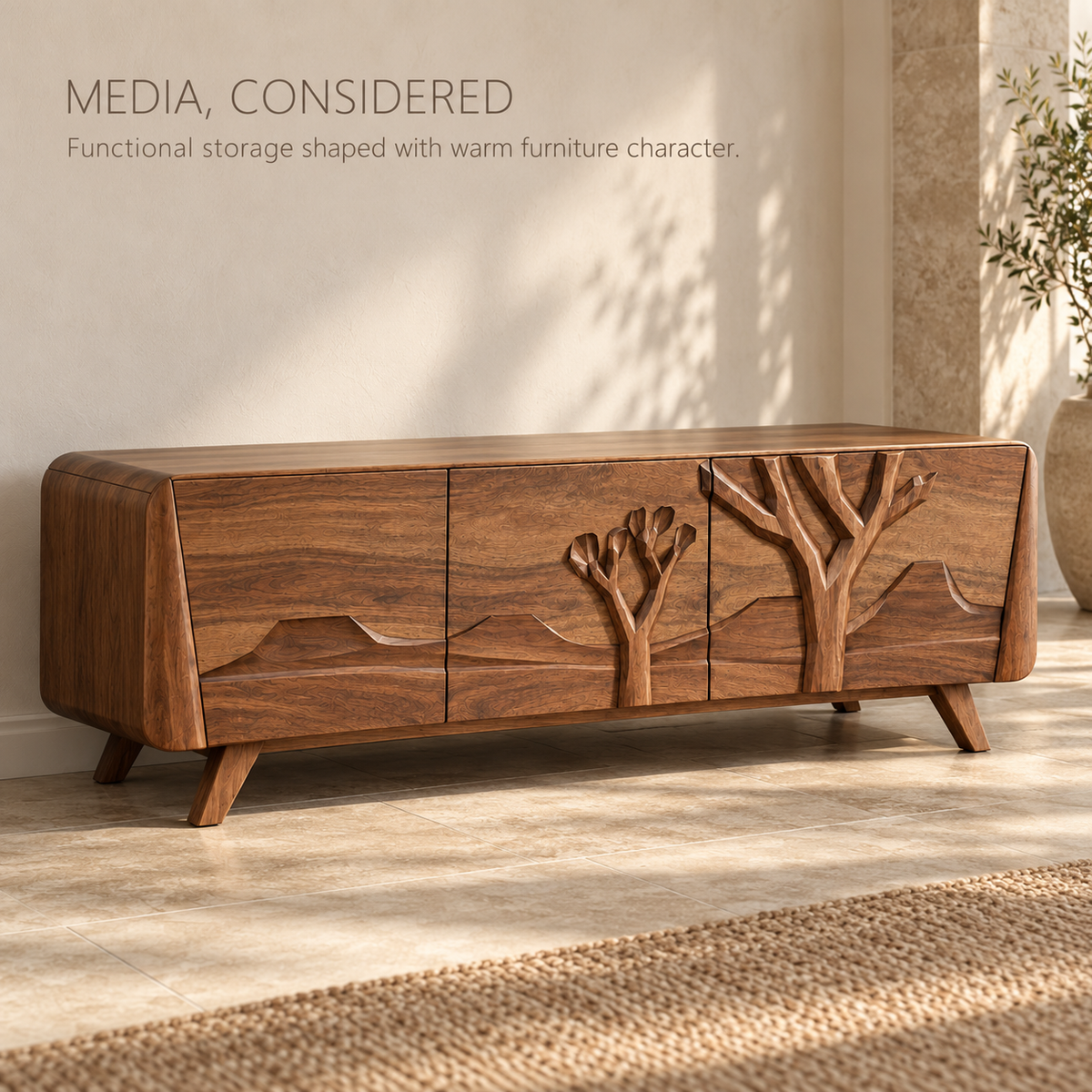 Quenby Sculptural Solid Wood TV Stand - Design 152 - product detail 2