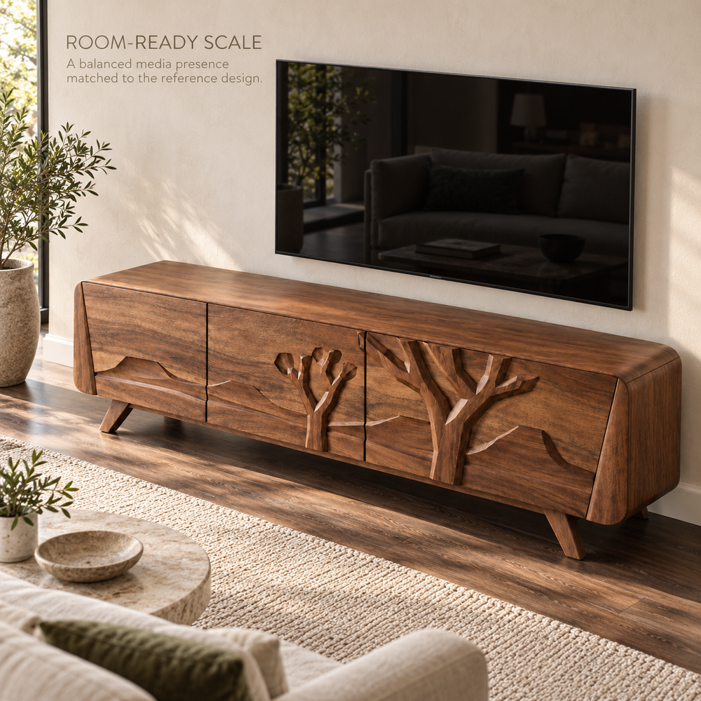 Quenby Sculptural Solid Wood TV Stand - Design 152 - product detail 3