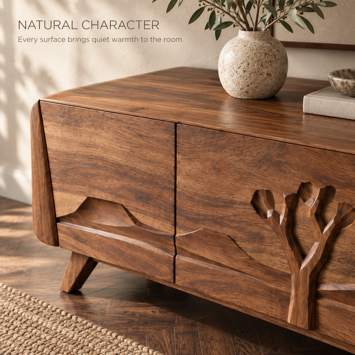 Quenby Sculptural Solid Wood TV Stand - Design 152 - product detail 4