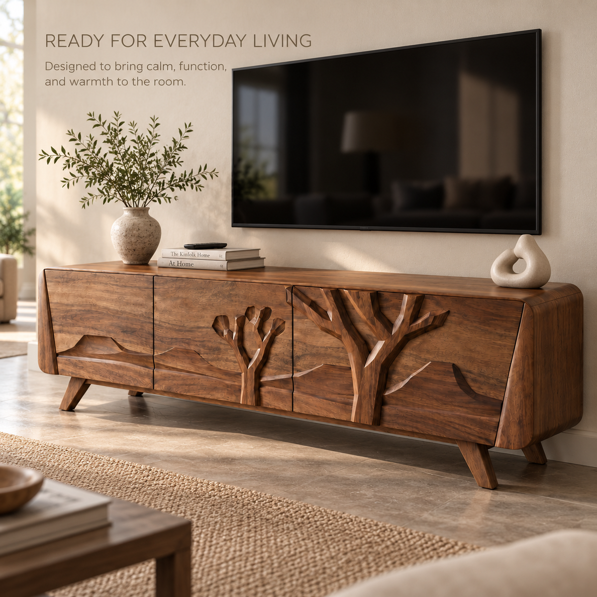 Quenby Sculptural Solid Wood TV Stand - Design 152 - product detail 6
