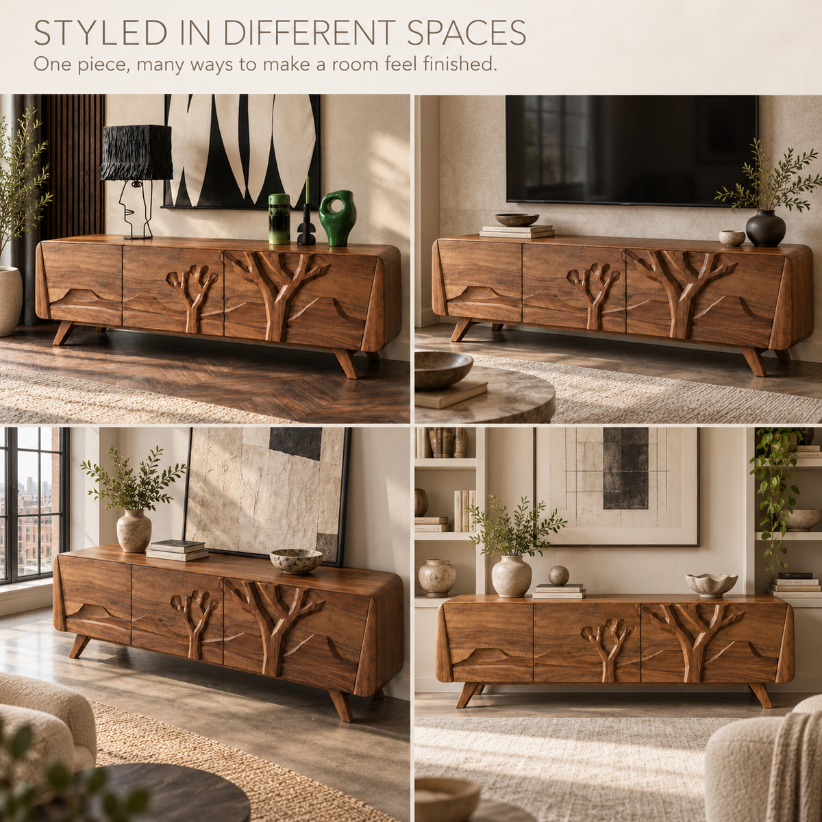 Quenby Sculptural Solid Wood TV Stand - Design 152 - product detail 9