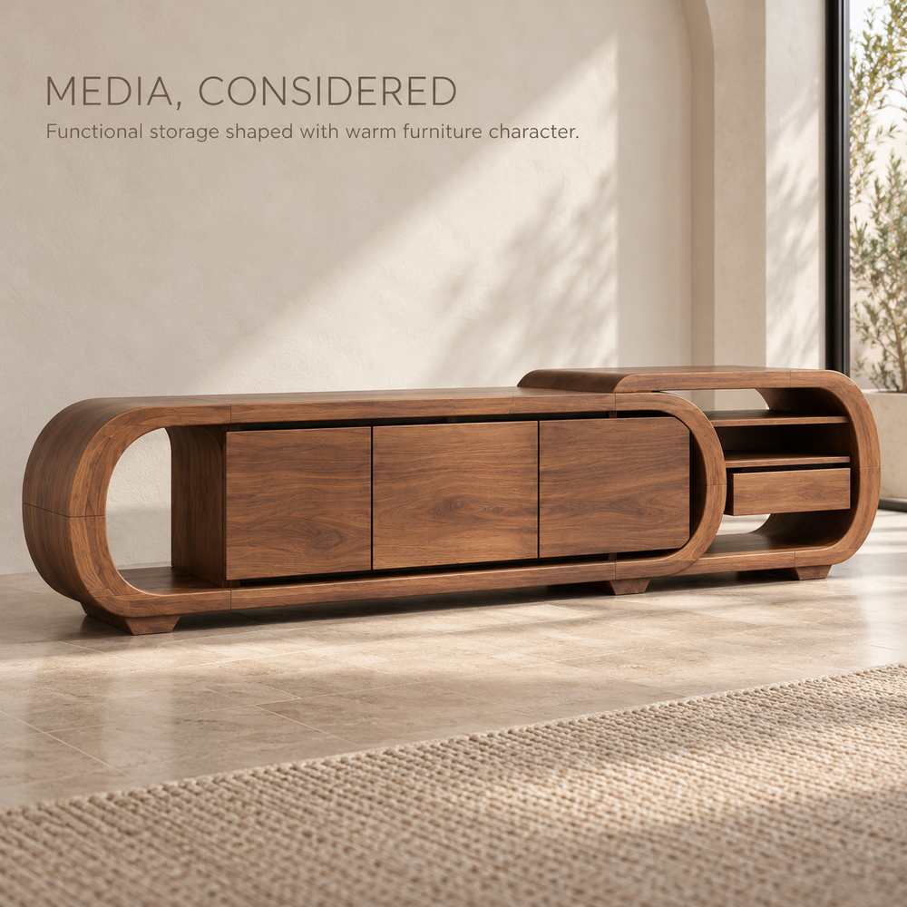 Ridgewell Sculptural Solid Wood TV Stand - Design 153 - product detail 2