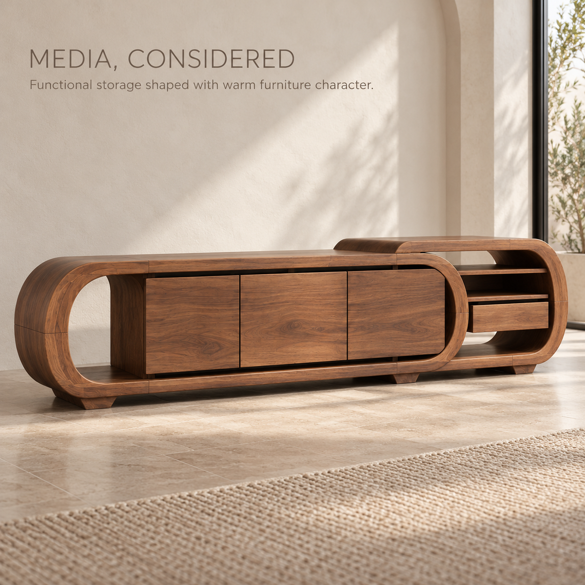 Ridgewell Sculptural Solid Wood TV Stand - Design 153 - product detail 2