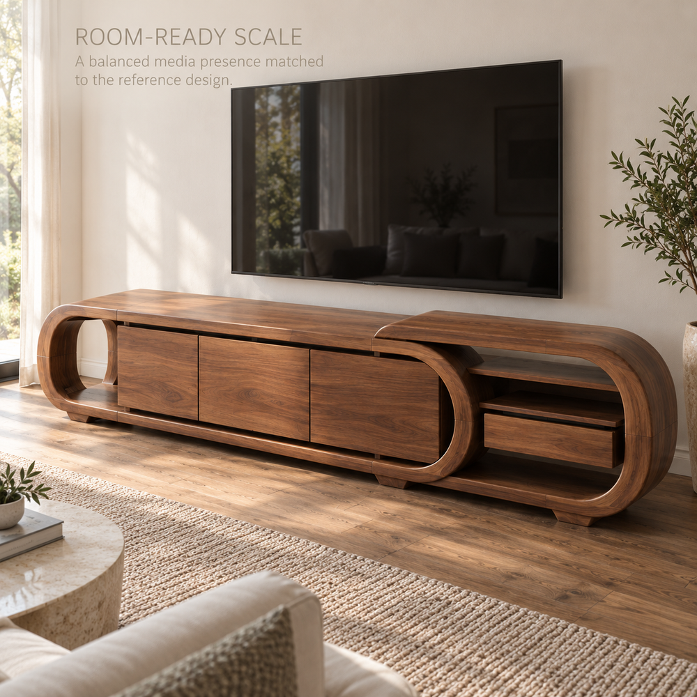 Ridgewell Sculptural Solid Wood TV Stand - Design 153 - product detail 3