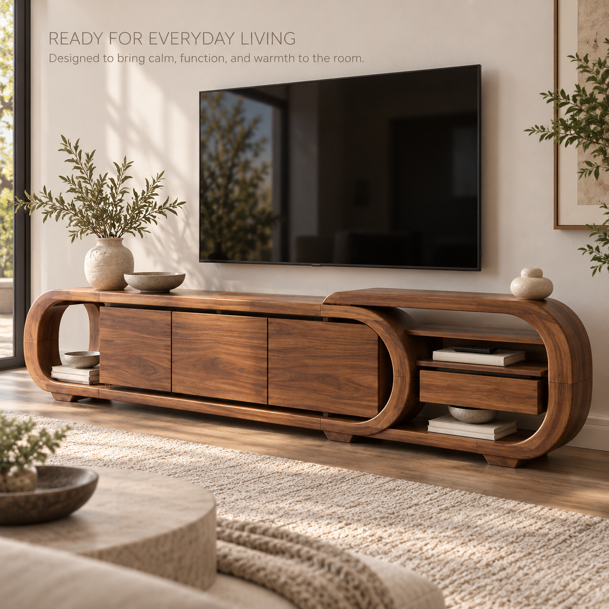 Ridgewell Sculptural Solid Wood TV Stand - Design 153 - product detail 6