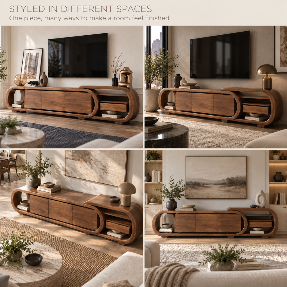 Ridgewell Sculptural Solid Wood TV Stand - Design 153 - product detail 9