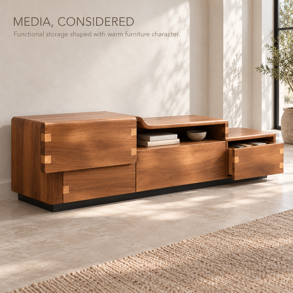 Stoneleigh Sculptural Solid Wood TV Stand - Design 154 - product detail 2