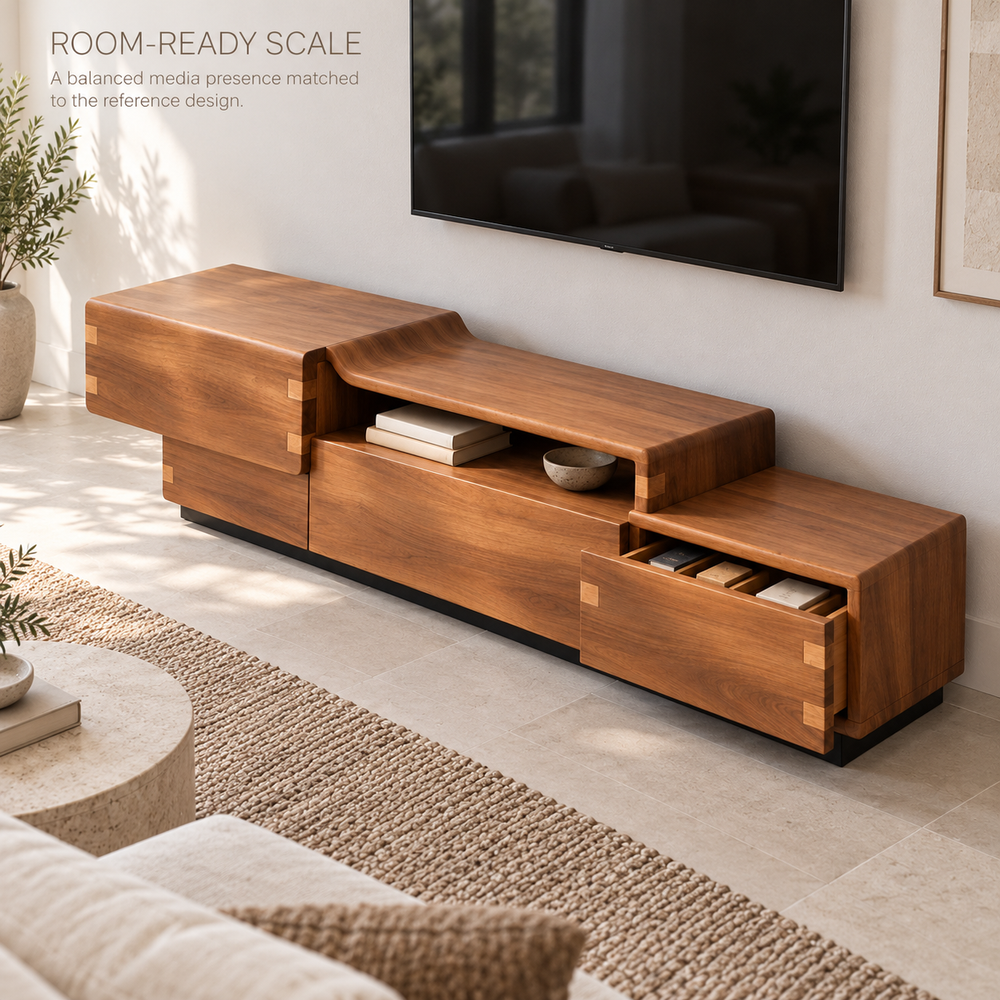 Stoneleigh Sculptural Solid Wood TV Stand - Design 154 - product detail 3