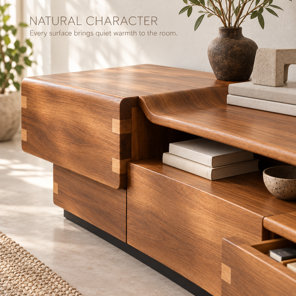 Stoneleigh Sculptural Solid Wood TV Stand - Design 154 - product detail 4