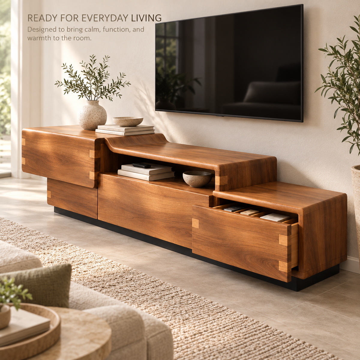 Stoneleigh Sculptural Solid Wood TV Stand - Design 154 - product detail 6