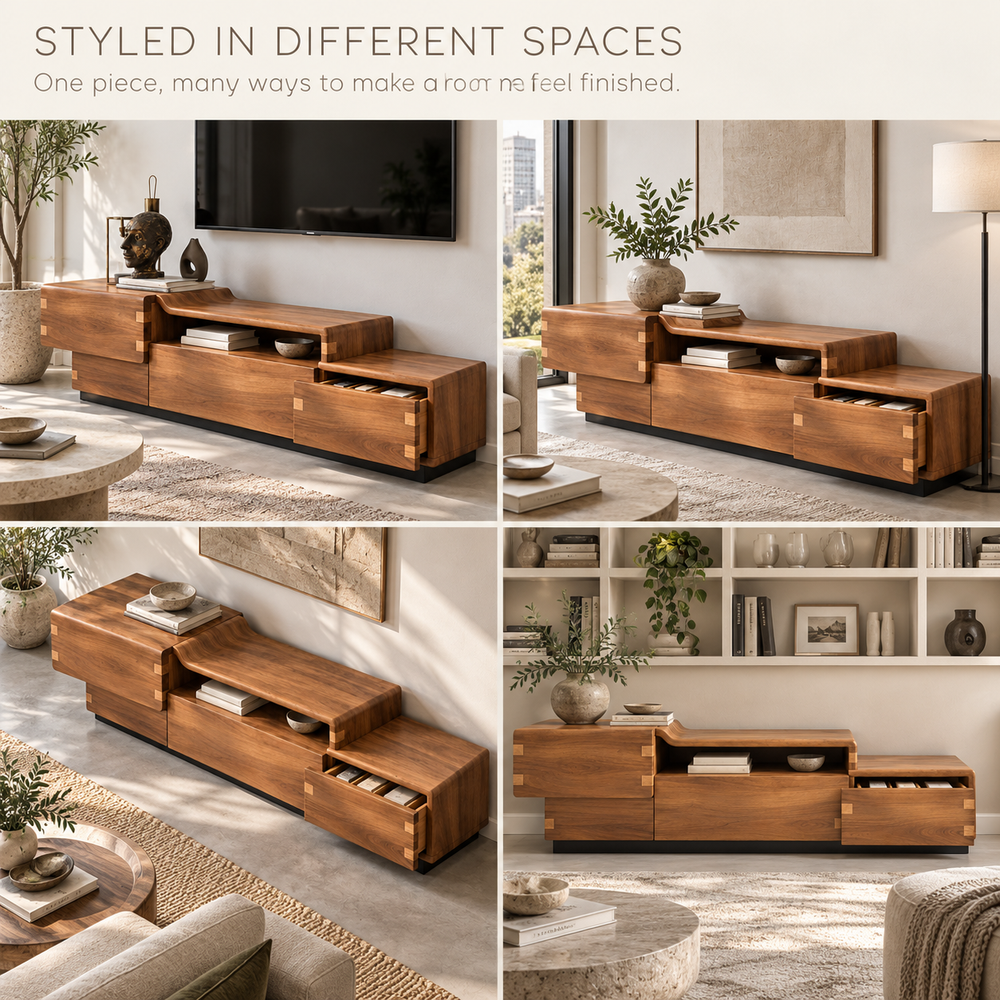 Stoneleigh Sculptural Solid Wood TV Stand - Design 154 - product detail 9