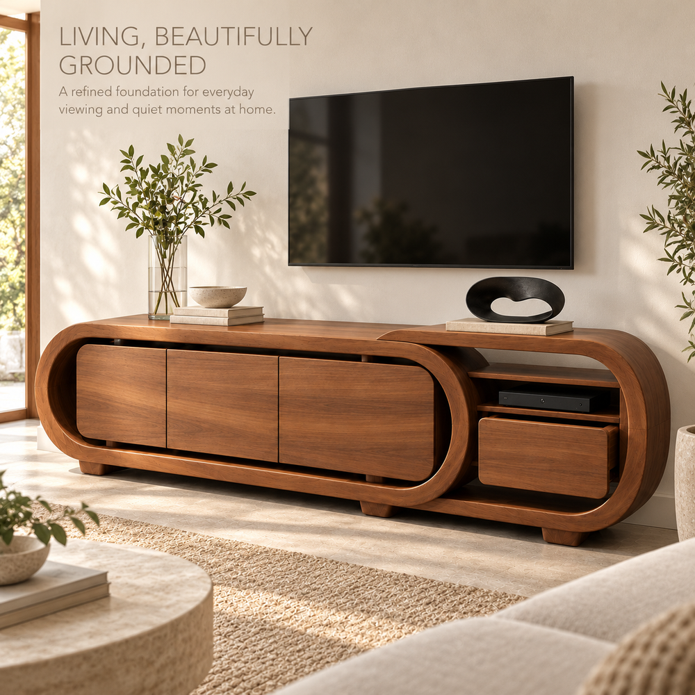Upton Sculptural Solid Wood TV Stand - Design 156 - product detail 1