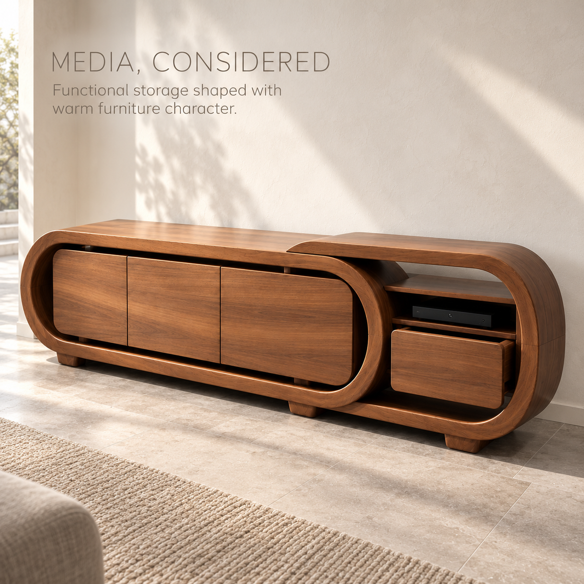 Upton Sculptural Solid Wood TV Stand - Design 156 - product detail 2