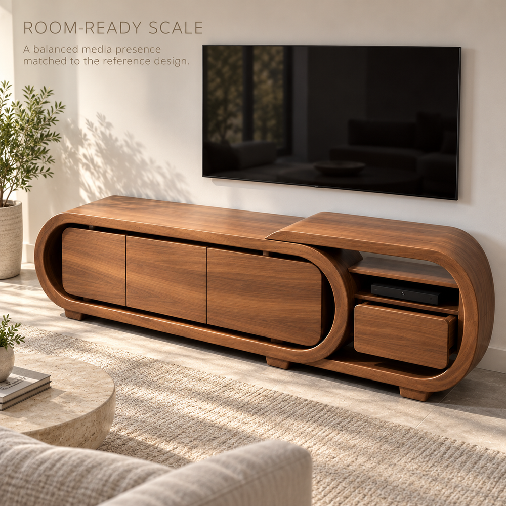 Upton Sculptural Solid Wood TV Stand - Design 156 - product detail 3
