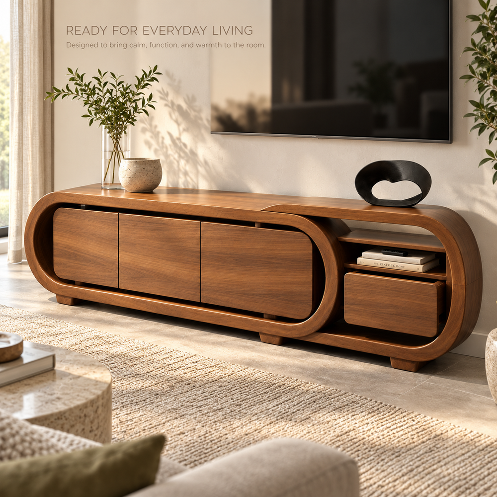 Upton Sculptural Solid Wood TV Stand - Design 156 - product detail 6