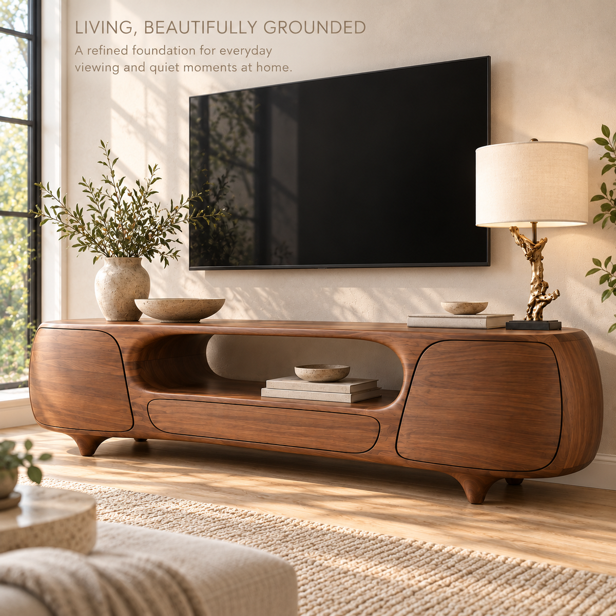 Valehurst Sculptural Solid Wood TV Stand - Design 157 - product detail 1