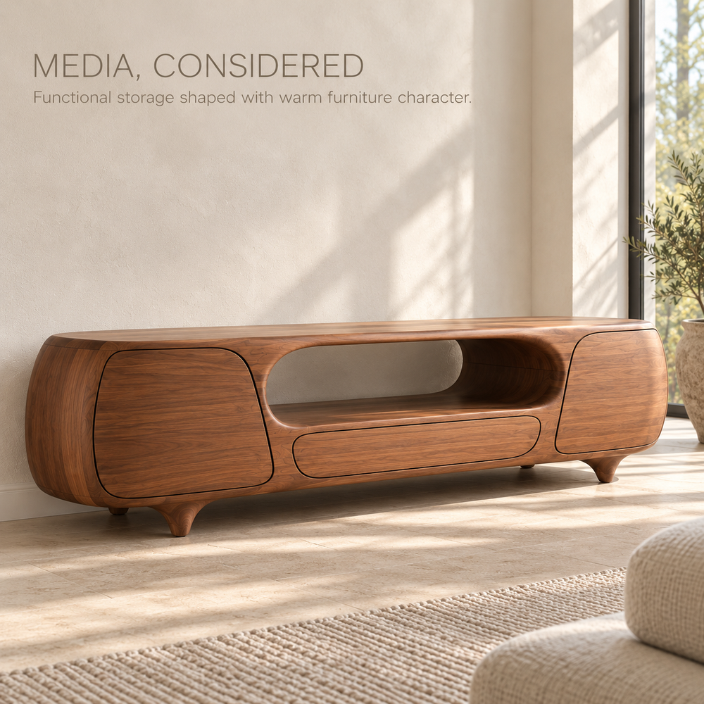 Valehurst Sculptural Solid Wood TV Stand - Design 157 - product detail 2