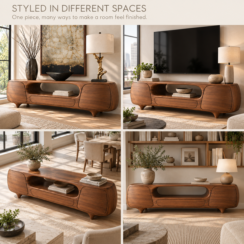 Valehurst Sculptural Solid Wood TV Stand - Design 157 - product detail 9