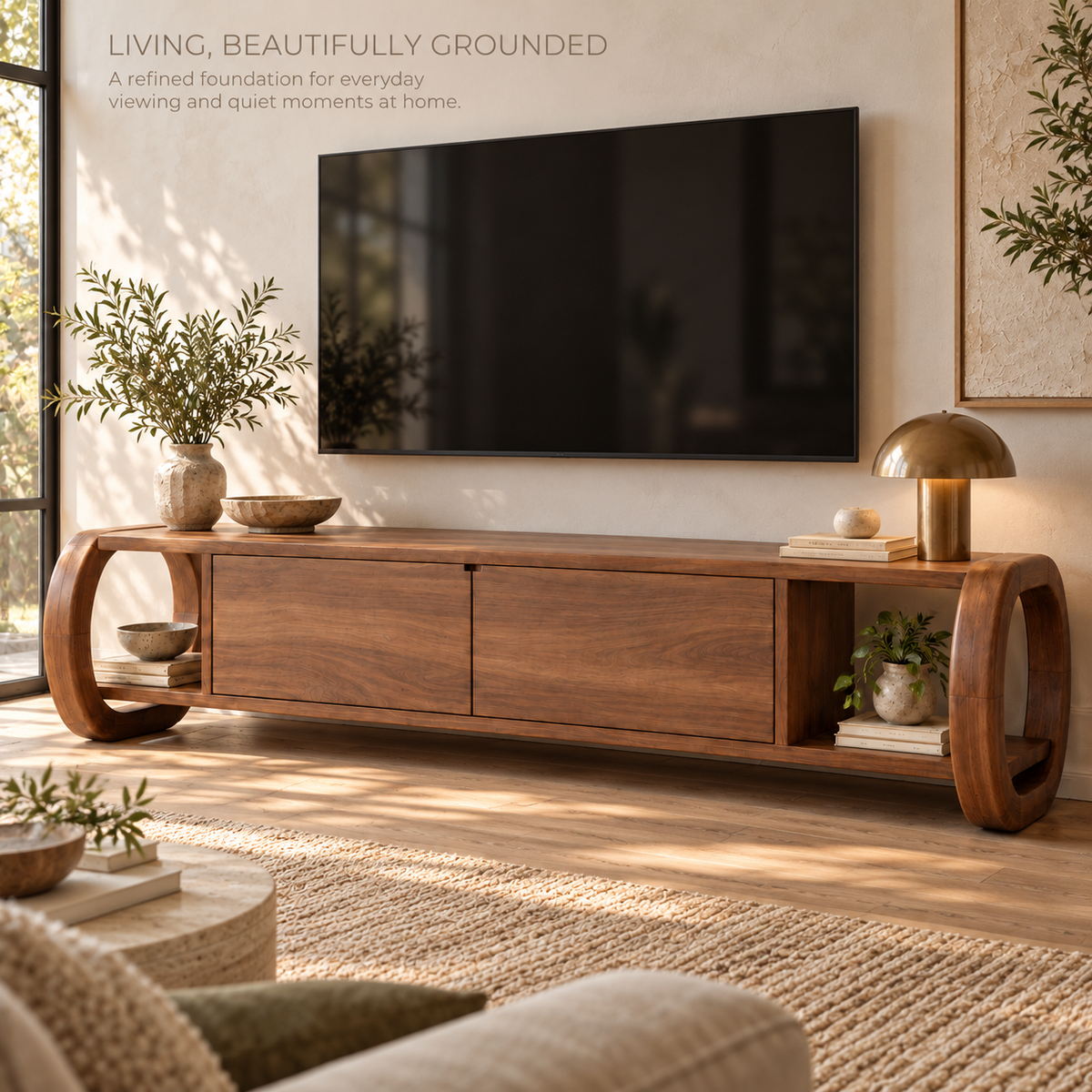 Westmere Sculptural Solid Wood TV Stand - Design 158 - product detail 1