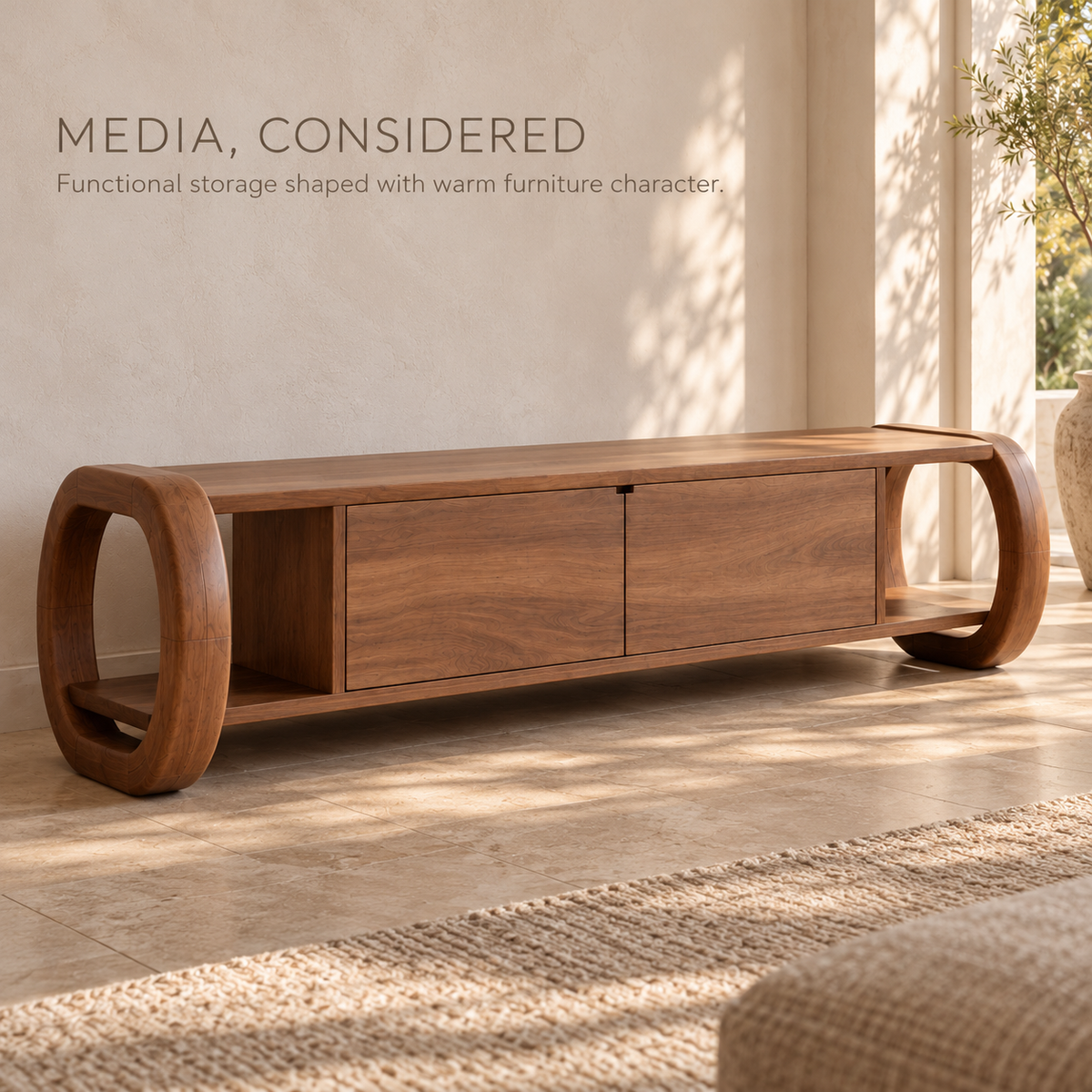 Westmere Sculptural Solid Wood TV Stand - Design 158 - product detail 2