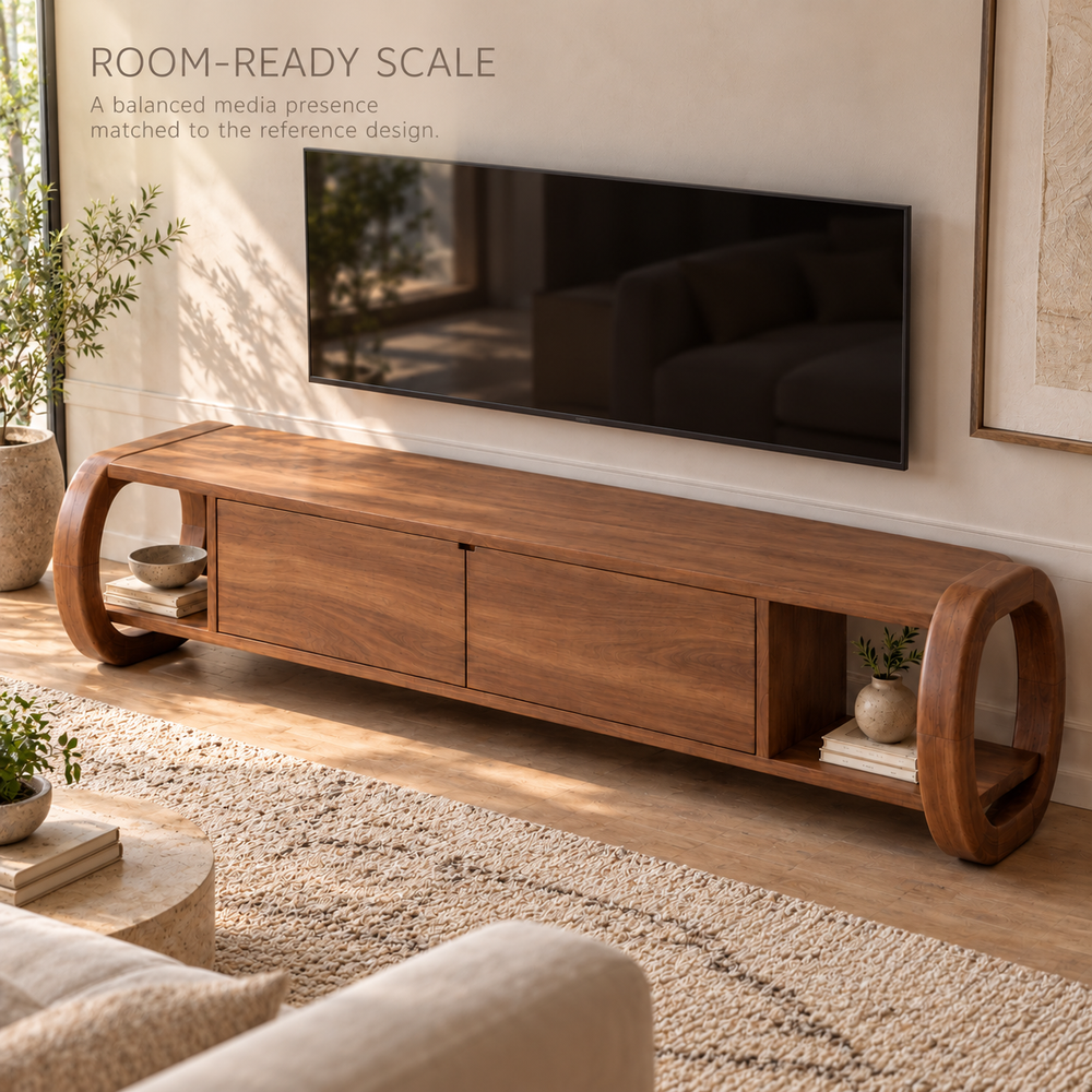Westmere Sculptural Solid Wood TV Stand - Design 158 - product detail 3