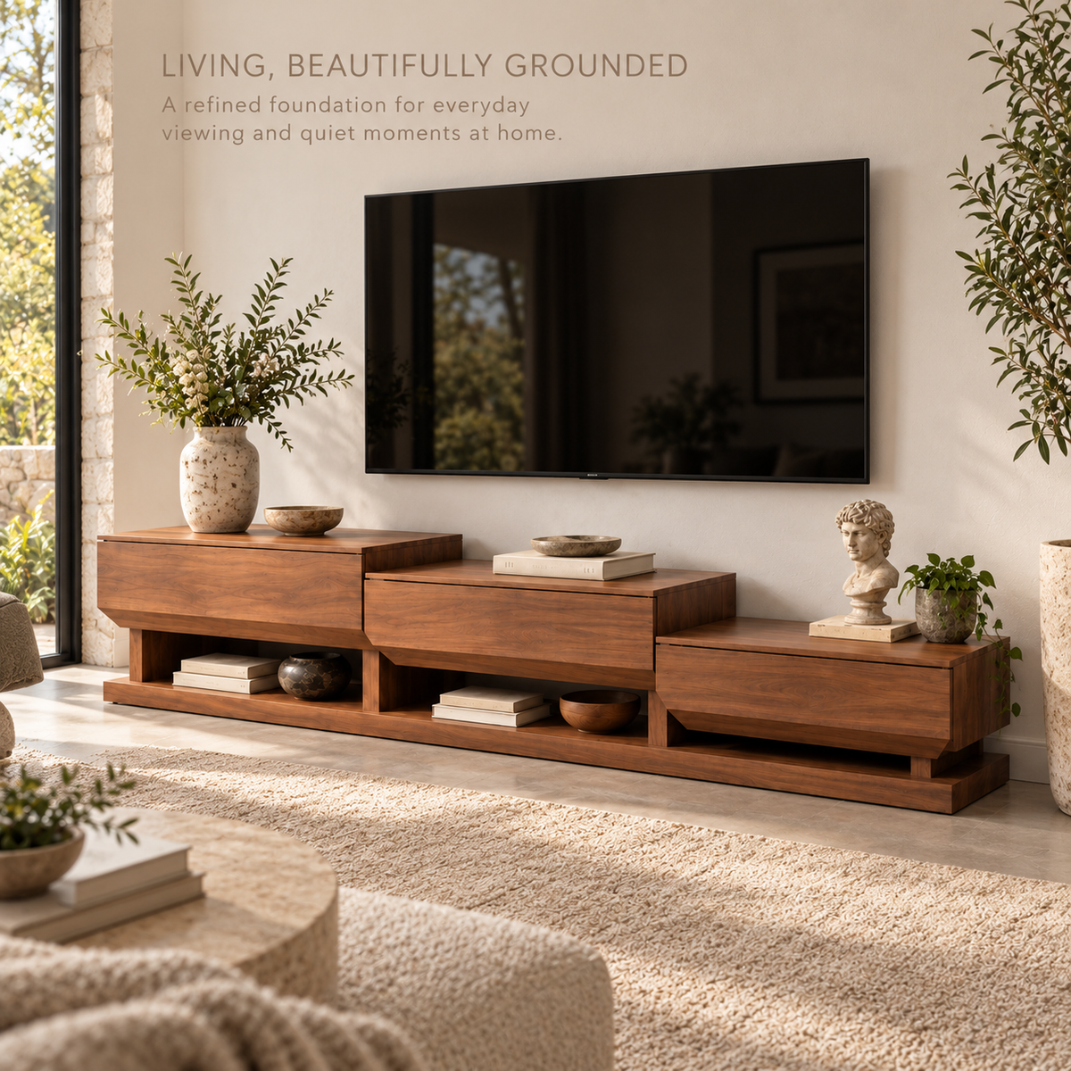 Ashbourne Sculptural Solid Wood TV Stand - Design 159 - product detail 1
