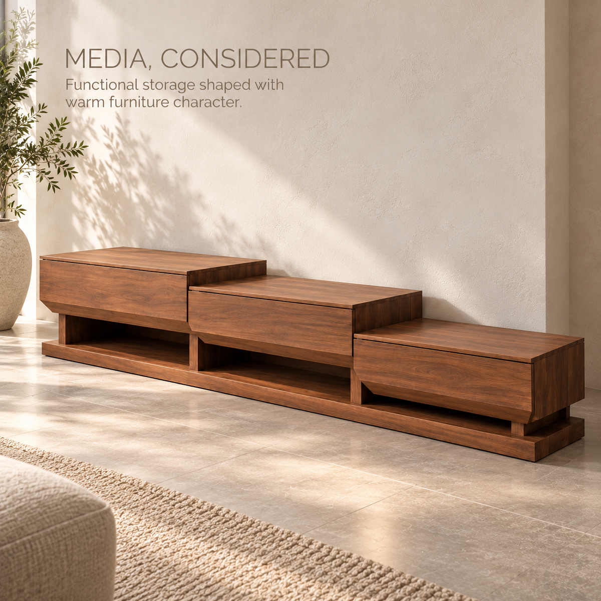 Ashbourne Sculptural Solid Wood TV Stand - Design 159 - product detail 2