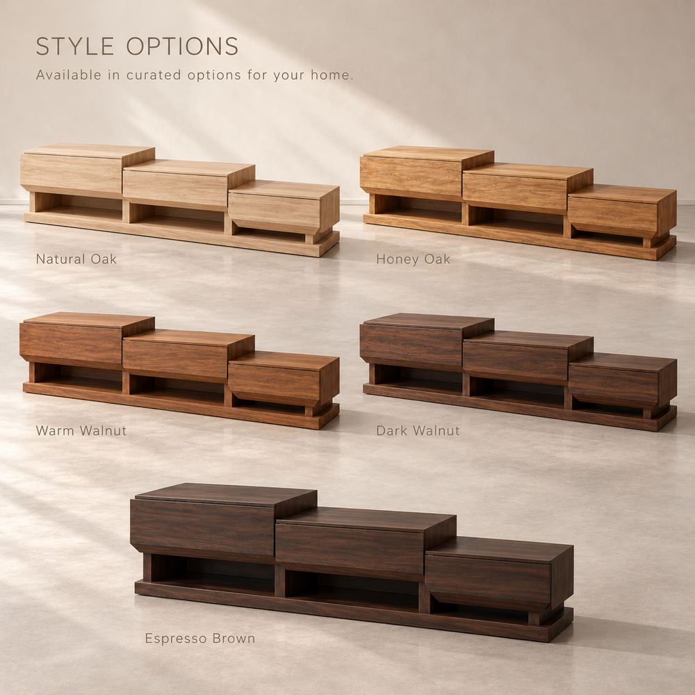 Ashbourne Sculptural Solid Wood TV Stand - Design 159 - wood finish options
