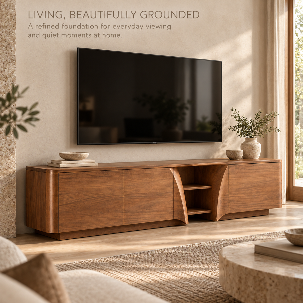 Bracken Sculptural Solid Wood TV Stand - Design 160 - product detail 1