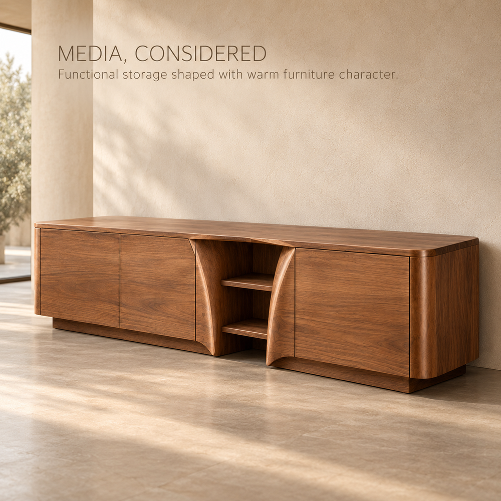 Bracken Sculptural Solid Wood TV Stand - Design 160 - product detail 2