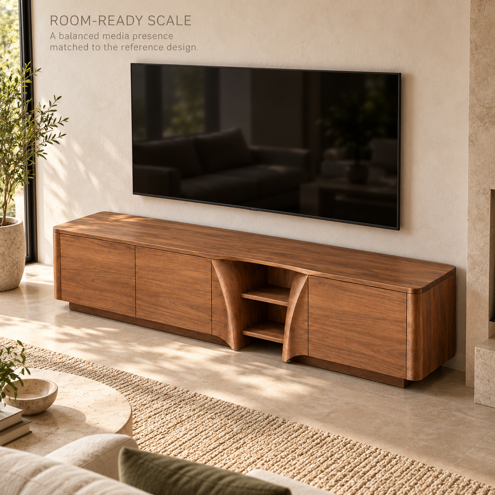 Bracken Sculptural Solid Wood TV Stand - Design 160 - product detail 3