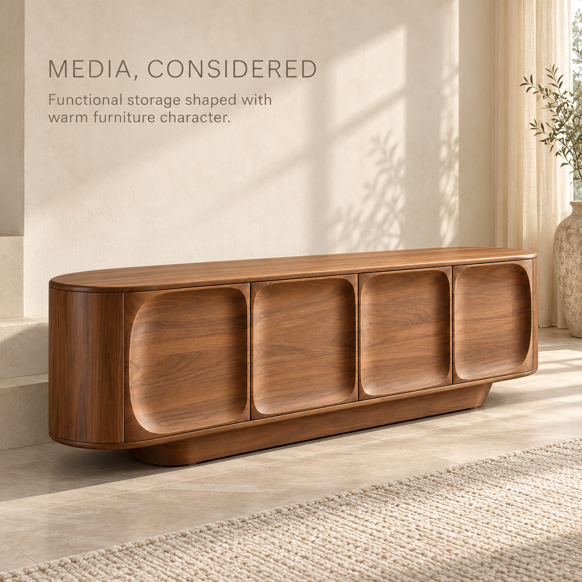 Dalesford Sculptural Solid Wood TV Stand - Design 162 - product detail 2
