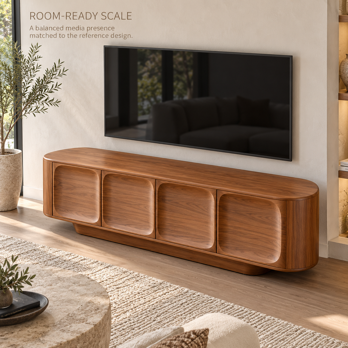Dalesford Sculptural Solid Wood TV Stand - Design 162 - product detail 3