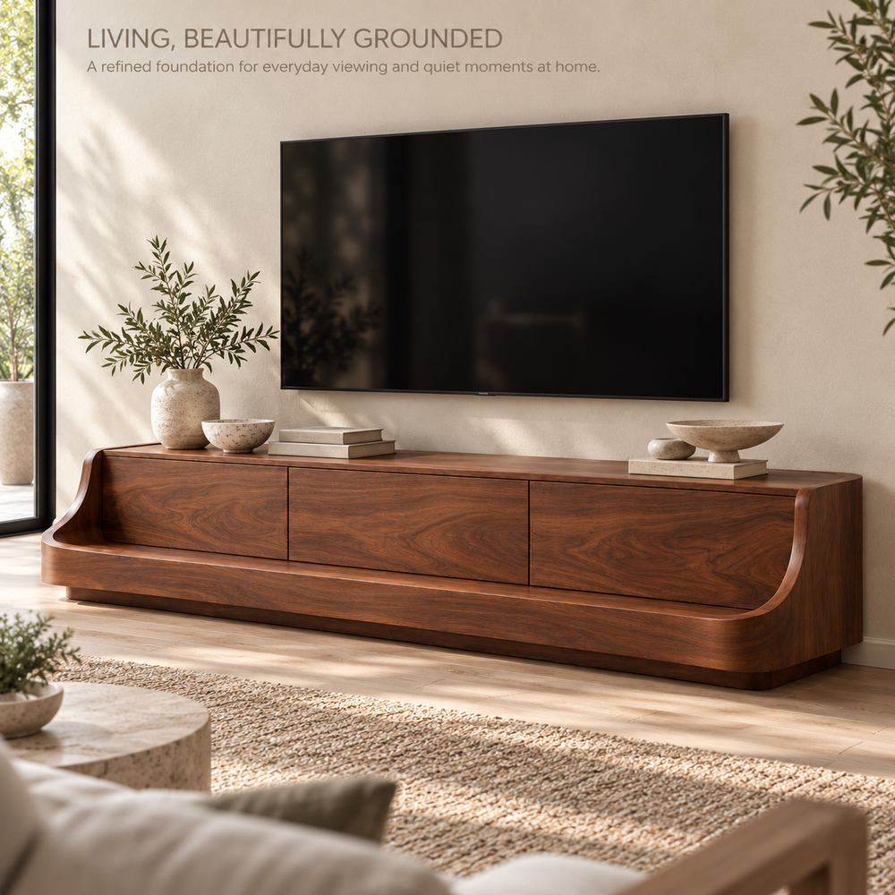 Everley Sculptural Solid Wood TV Stand - Design 163 - product detail 1